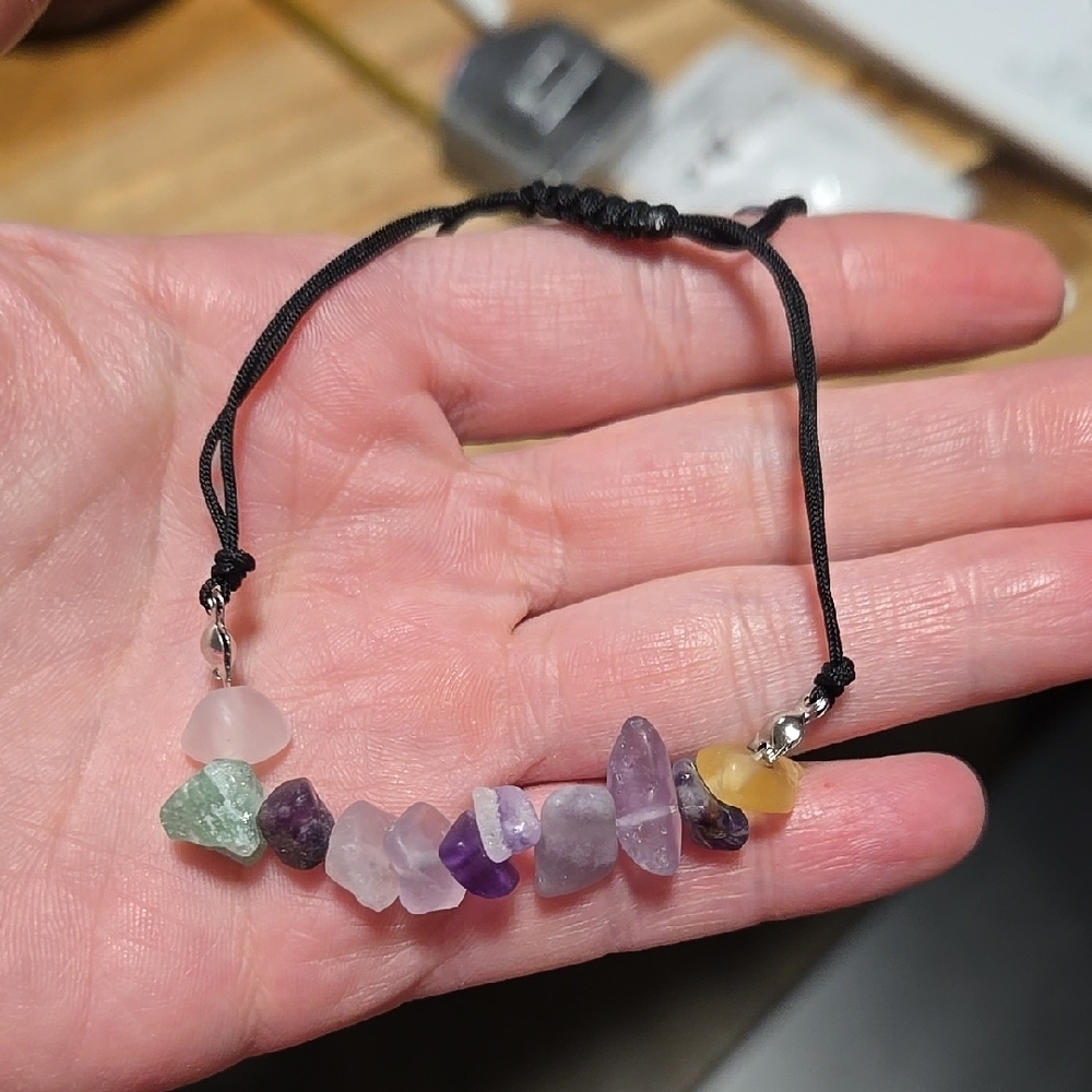 Natural Rainbow Fluorite Handmade Adjustable Bracelet